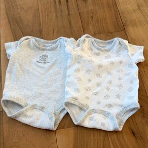 Ralph Lauren White Baby Bodysuit with Gray Print
